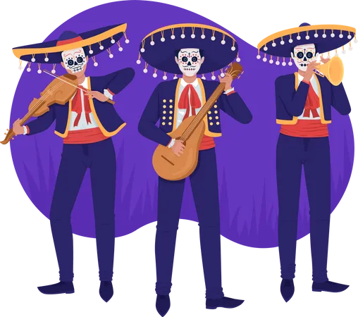 Day of dead musicians  Illustration