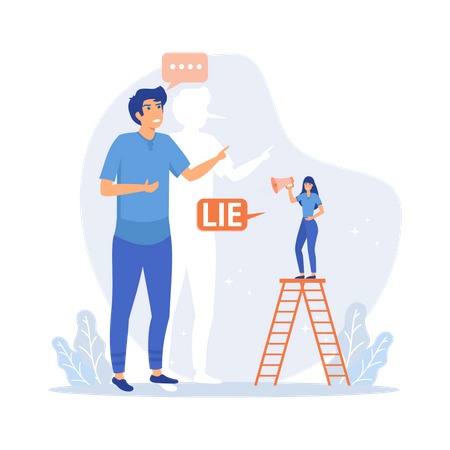 Deceitful man telling lies  Illustration