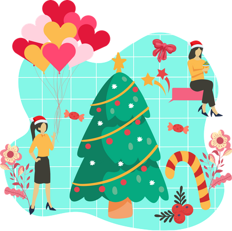 Decoração de árvore de Natal  Ilustração