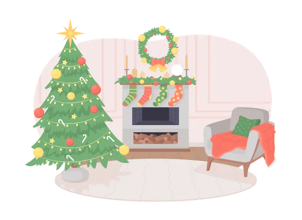 Decoração de sala de natal  Ilustração