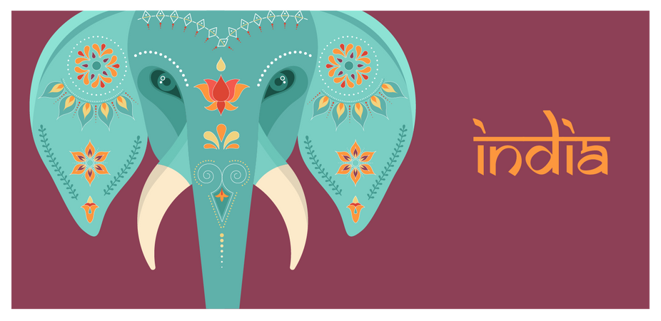 Decorated Indian elephant pattern  Illustration