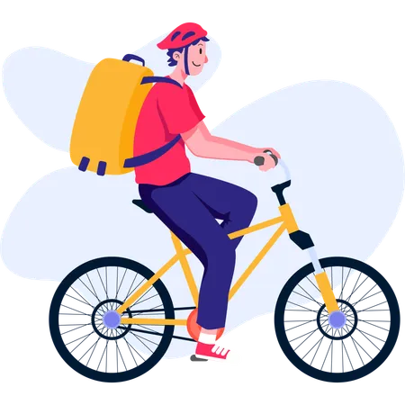 Delivery boy riding bicycle  Illustration