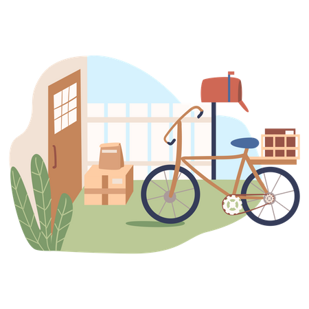 Delivery cycle with packages  Illustration