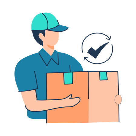 Delivery man delivers product at right destination  Illustration