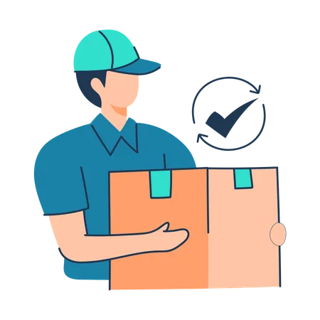 Delivery man delivers product at right destination  Illustration