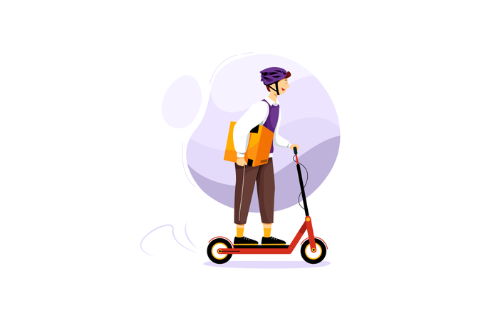 Delivery on scooter  イラスト