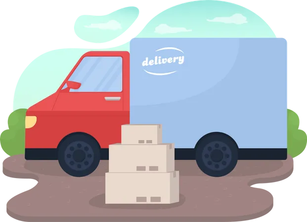 Delivery truck and package boxes  일러스트레이션