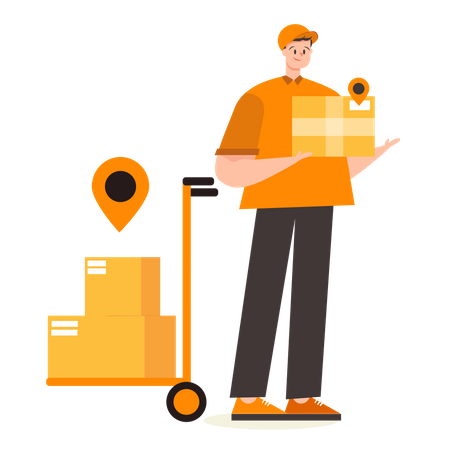 Deliveryman holding package  Illustration