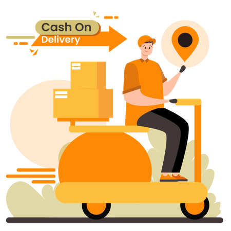 Deliveryman riding scooter  Illustration