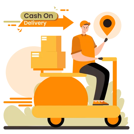 Deliveryman riding scooter  Illustration