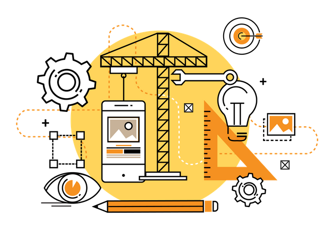 Desenvolvimento de interface móvel  Ilustração