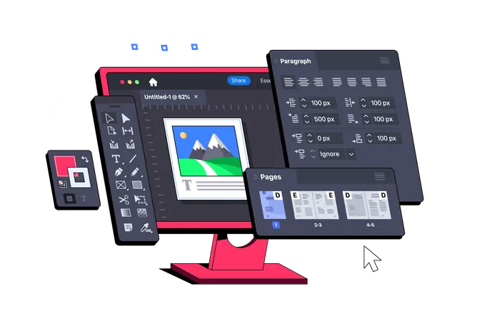 Desktop Publishing and Page Layout Design Software Application  Illustration