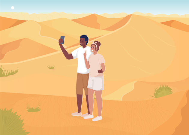 Destino de férias no deserto  Ilustração