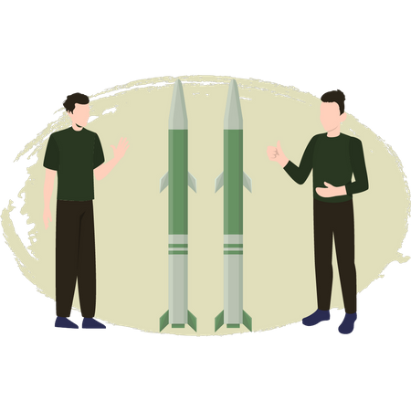 Deux hommes parlant de missiles  Illustration