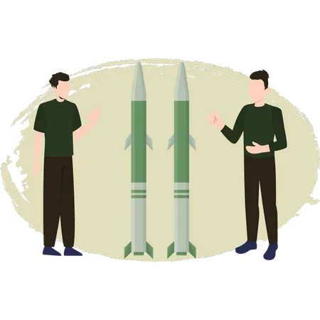 Deux hommes parlant de missiles  Illustration