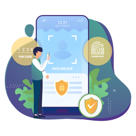 Déverrouillage du visage et sécurité du code PIN  Illustration