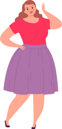 Dicke Frau im Kleid  Illustration