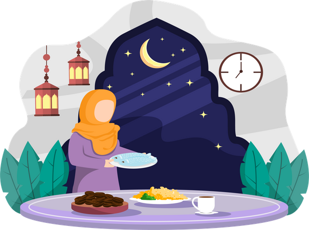 Dîner de ramadan  Illustration