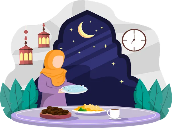 Dîner de ramadan  Illustration