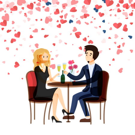 Rendez-vous romantique pour un dîner  Illustration