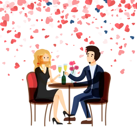 Rendez-vous romantique pour un dîner  Illustration