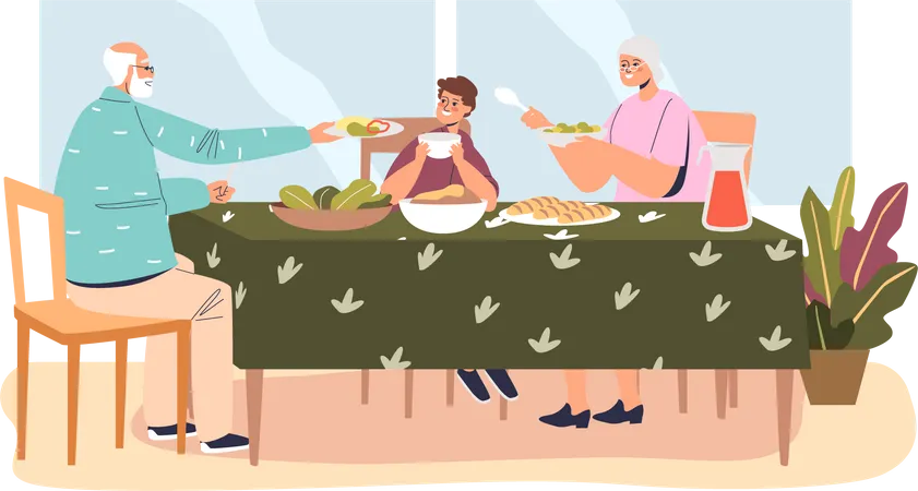 Dinner at grandparents house  Illustration