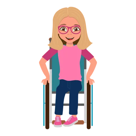 Disabled girl smiling  Illustration