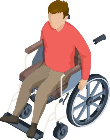 Disabled male sitting on wheelchair  일러스트레이션