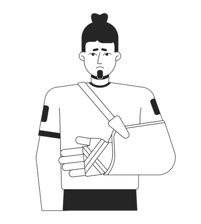 Disappointed man with broken arm  イラスト