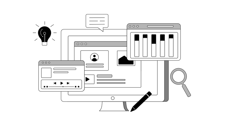 Pantalla de diseño de interfaz de usuario  Ilustración