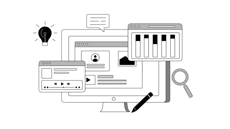 Pantalla de diseño de interfaz de usuario  Ilustración