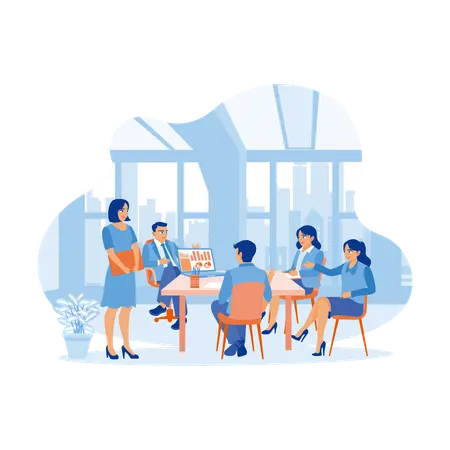 Diverse Business Professionals Holding Meeting In Office  イラスト