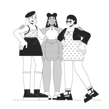 Diverse plus sized women in stylish clothes  Illustration