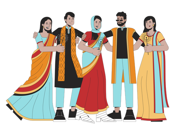 Festival de diwali brilha  Ilustração