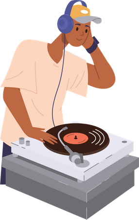 Dj male playing music  Illustration