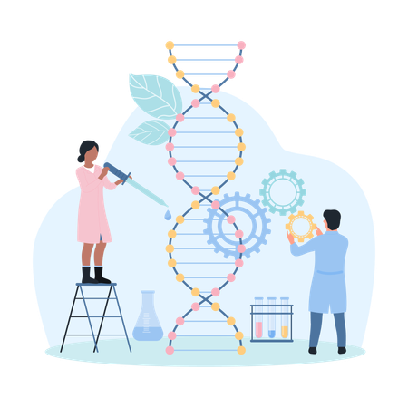 DNA research in medical laboratory  일러스트레이션