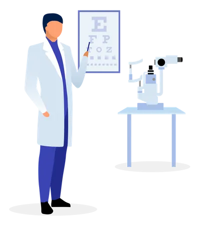 Médecin avec tableau des yeux de Snellen  Illustration