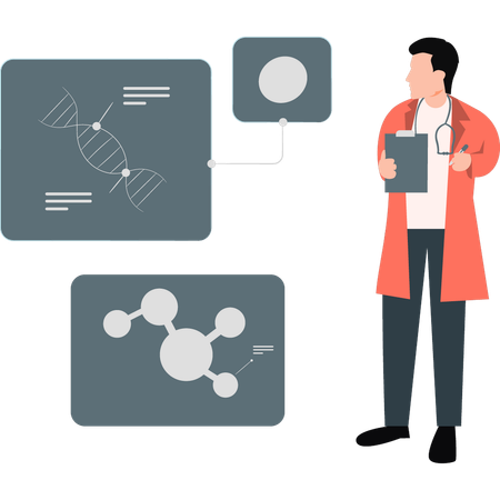 의사, 인간 DNA 분석  일러스트레이션