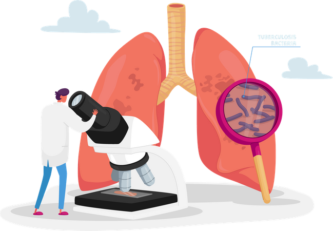 Doctor Checking Lungs Sputum on Pulmonology  Illustration