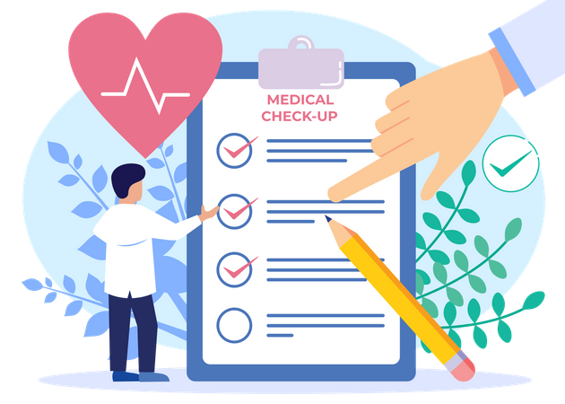 Doctor Checking Medical Report  Illustration