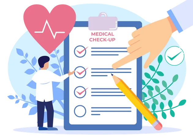 Doctor Checking Medical Report  Illustration