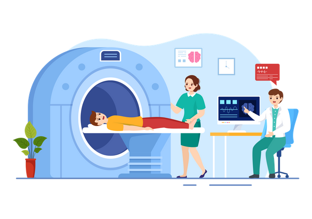 Doctor conducting MRI scan  Illustration