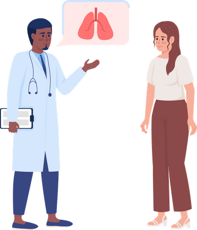 Doctor consulting woman with lung disease  Illustration