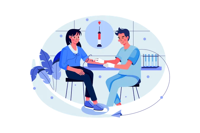 Doctor doing blood test of patient  Illustration