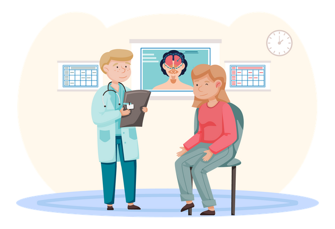 Doctor doing checkup of girl  Illustration