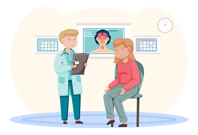 Doctor doing checkup of girl  Illustration