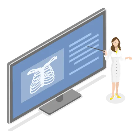 Doctor examining lungs disease and giving treatment  Illustration