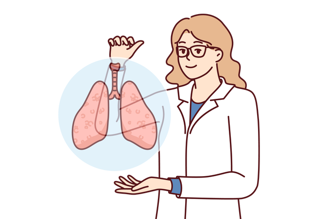 Doctor explains about lung disease  일러스트레이션