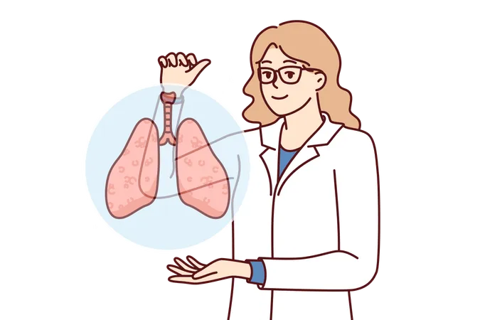 Doctor explains about lung disease  일러스트레이션