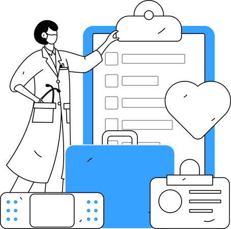 Doctor explains heart report of patient  Illustration